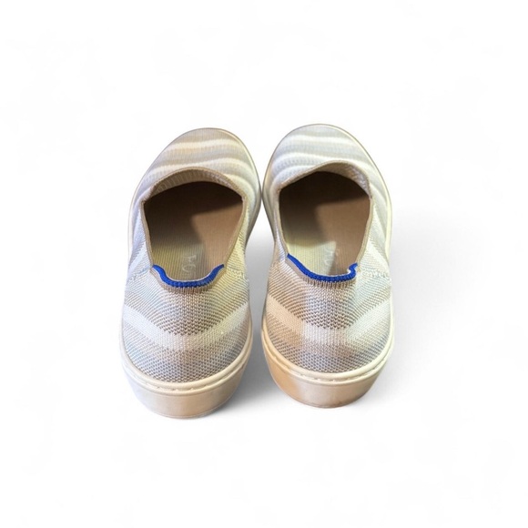 Rothy’s Slip On Sneakers Women’s 8 Taupe Beige Gray Stripe Knit Flats Shoes - Picture 3 of 7